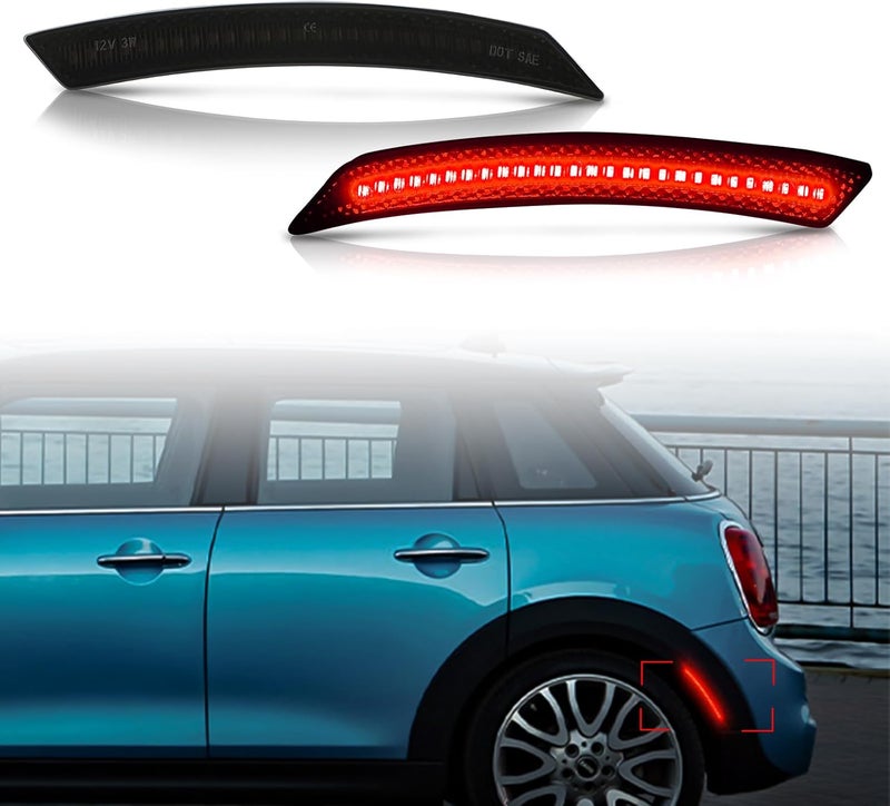 Best View Side Marker Light Assembly Compatible for MINI Cooper R55 R56 R57 R58 R59 R60 R61 2007-2015, Red Rear Fender Bumper Lamps, Smoked Lens 2PCS - Image 1
